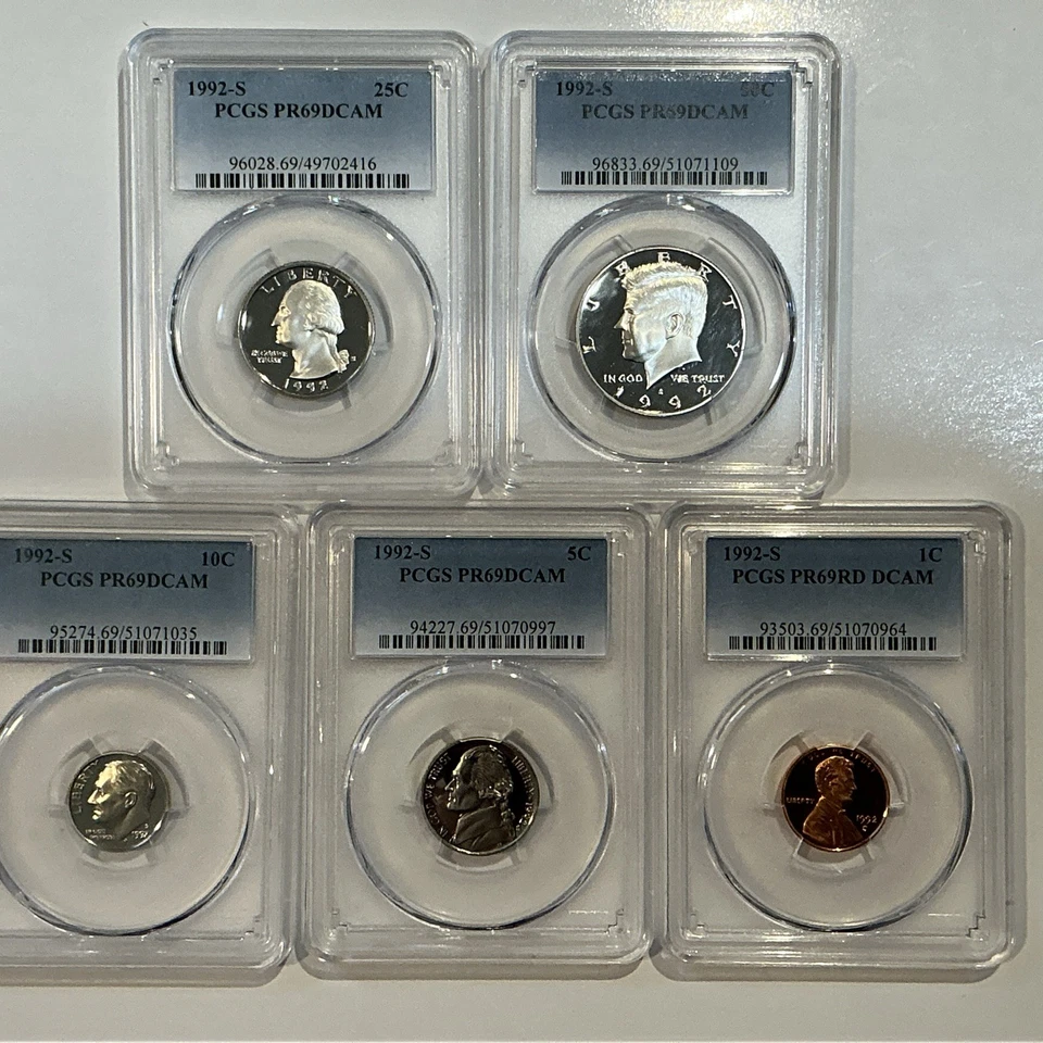 1992-S 5 Coin Proof Date Set PCGS PR69 DCAM Newly Graded Coins - Image 1 of 2