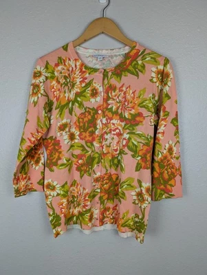 Cárdigan Suéter Isaac Mizrahi Live para Mujer Mediano Floral Algodón Botón Frontal Foto 1 de 4