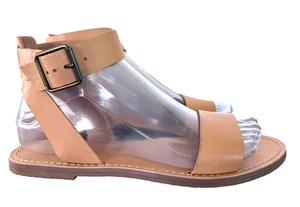 Cute Madewell Boardwalk Tan Leather Ankle Strap Flat Heel Sandals Women's 7 NICE - Picture 1 of 16