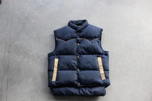 Vintage 1970s COMFY Down Insulated Puffer Vest BLUE Size Large USA - Picture 1 of 7