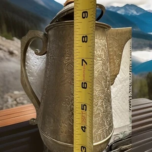 Heavy Brass Pitcher Vintage Hand Carved - Bild 1 von 10