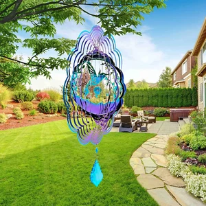 Hummingbird Wind Spinner Hanging Wind Sculptures,Wind Spinners for Yard Garden - Picture 1 of 7