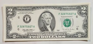 $2 Uncirculated Two Dollar Bill Series 1995 Atlanta F/A Block Uncirculated - Picture 1 of 2