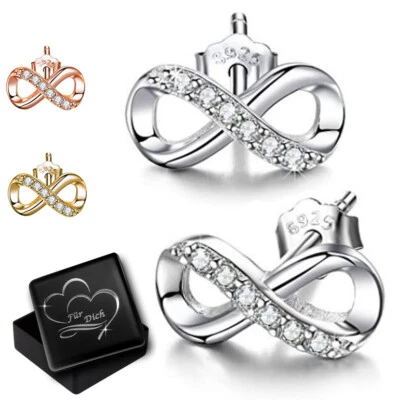 Unendlichkeit Ohrringe 925er echt Silber Kristall Ohrstecker für Damen Mädchen - Bild 1 von 4