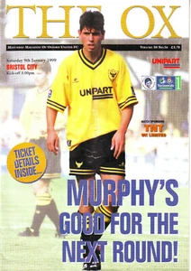OXFORD UNITED V BRISTOL CITY 9 JANUARY 1999 + SIGNED COLOUR ADI AKINBIYI STORY - Picture 1 of 2