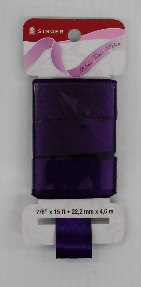 Cinta de satén sólido Singer - 7/8 pulgadas por 15 pies - púrpura - lote de 2  Foto 1 de 1