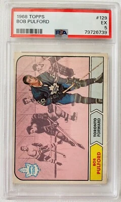 1968 Topps #129 Bob Pulford Toronto Maple Leafs HOF PSA 5 EX - Image 1 of 3
