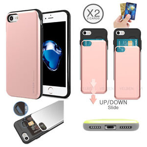 Metallic Double Card Slider Slot Shockproof Bumper Case for iPhone 14 Galaxy S22