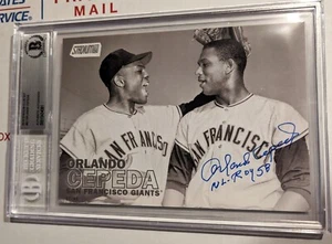 Orlando Cepeda W/ Willie Mays Signed 2016 Topps 5X7 Card Beckett Encapsulated  - Picture 1 of 2