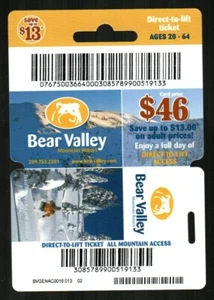 BEAR VALLEY MOUNTAIN RESORT Skier ( 2007 ) Lift Ticket Card ( $0 - Expired ) - Picture 1 of 2