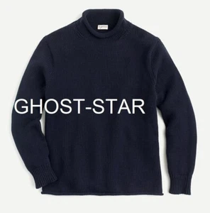 Maglione J.CREW collo arrotolato blu navy cotone grosso finto collo alto da pescatore - Foto 1 di 15