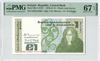 Ireland 1 Pound 1979 (27.09.79), P-70b, Pmg 67 Superb Gem Unc Grade, Better Date