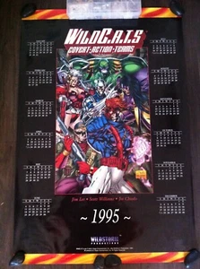 RARE VINTAGE WILDCATS 1995 CALENDAR POSTER 24 x 36 NM JIM LEE WILDSTORM IMAGE - Picture 1 of 3