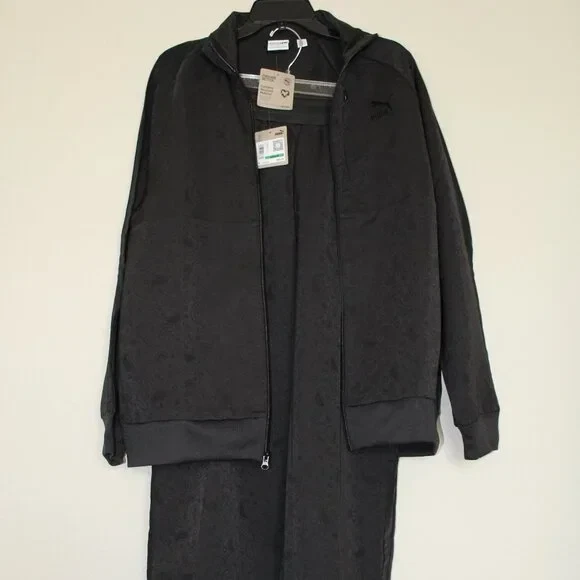 PUMA Paisley Luxe Jacquard Cremallera Frontal Conjunto de Chaqueta y Pantalones de Pista, Negro, L Foto 1 de 4