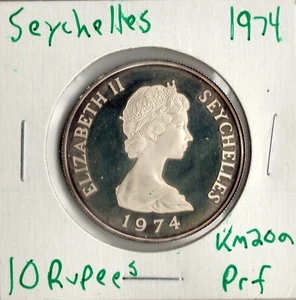 Coin Seychelles (British Crown Colony) 10 Rupees 1974 KM20a, silver proof - Picture 1 of 4