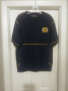 Coogi Men's Blue Cotton Graphic Patch Short Sleeve Vintage Sweat Shirt Size MED - Picture 1 of 12
