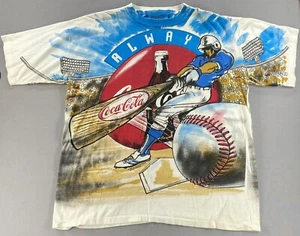 1994 ALWAYS Coca-Cola Single Stitch XL T-Shirt Baseball MLB All Over Print Coke - Picture 1 of 24
