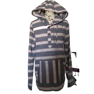 Carbon Tunic Sweater Mens White Red Gray Hoodie Henley Long Sleeve Size L - Picture 1 of 1