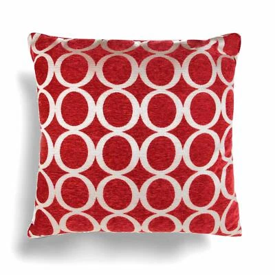 Set of 2 Luxury Red Velvet Chenille Art Deco Circles 18" Cushion Covers £12.99 - Image 1 of 2