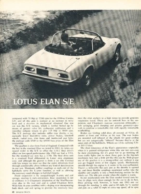 1967 Lotus Elan SE Original Car Review Report Print Article J919 — 第 1/3 张图片
