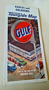 GULF MAP KANSAS OKLAHOMA TOURGUIDE RAND MCNALLY 8971-G-7A LITHO USA FOLDING. - Imagen 1 de 7
