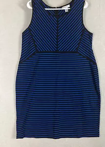 Vestido de maternidad azul negro a rayas sin mangas elástico con cinturón X-grande - Imagen 1 de 8