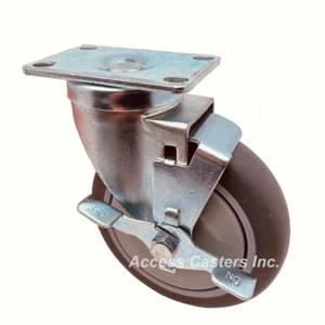AS50P1TPRSB 5" Swivel Caster with Brake, Thermoplastic Rubber Wheel - Picture 1 of 3