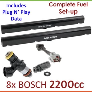 8x Inyectores BOSCH 2200cc y configuración de riel de combustible para Holden Calais VZ 5,7 L L LS1 GEN3 - Imagen 1 de 4