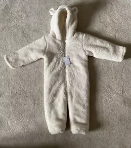 New Matalan cream zip up bear hooded baby suit snowsuit 12-18 months brand new - Picture 1 of 6