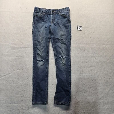 Pantalones de mezclilla Lucky Brand Cate ajustados con agujeros rasgados azul lavado oscuro niñas 8 Foto 1 de 4