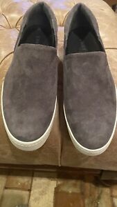 VINCE Gray Suede WARREN Platform Sneaker Slip On Comfort Size 9