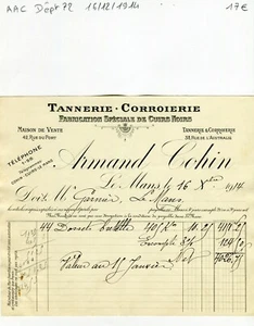 Dépt 72 - Le Mans 42 Rue du Port - Secteur Tannerie & Corroierie du 16/12/1914 - Picture 1 of 1