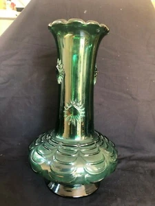 Grande vaso in vetro all'uranio Art Decò da 14 pollici. Marchio Pontil - Foto 1 di 9