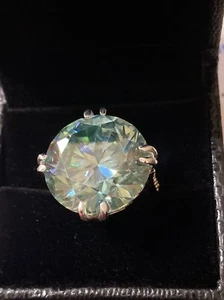 Certified 27.65 Ct Blue Diamond Solitaire Ring 925 Silver-Great Luster - Picture 1 of 8