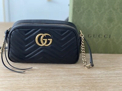 Authentic Gucci GG Marmont Matelasse Small Black Leather Shoulder Crossbody Bag - Image 1 of 4