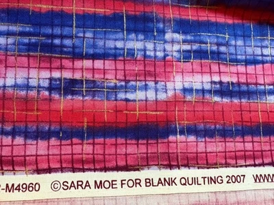 空白绗缝织物金色金属粉色蓝色/紫色几何码 — 第 1/2 张图片