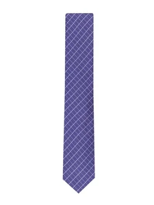 ALFANI Mens Purple Grid Polyester Slim Neck Tie - Picture 1 of 5