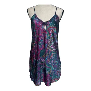Vintage Inner Most Paisley Satin Schlupf Kleid M Lila Schmuck Boho Y2K - Bild 1 von 8