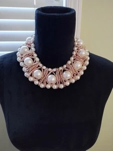 Faux Gold-große Faux Perle Halsband Stil Halskette, gute Qualität hergestellt - Bild 1 von 9