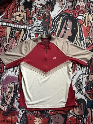Jersey de ciclismo Oakley rojo y crema media cremallera talla L para hombre Foto 1 de 4