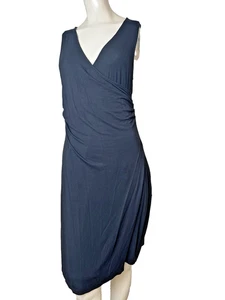 Old Navy schwarz ärmellos Cross Front Faux Wickel geraffte Taille Tencel Kleid Large - Bild 1 von 16