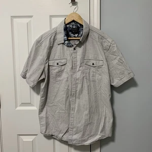 7 Diamanten graues lässiges Button Down Hemd XL gebrochene Halos - Bild 1 von 11