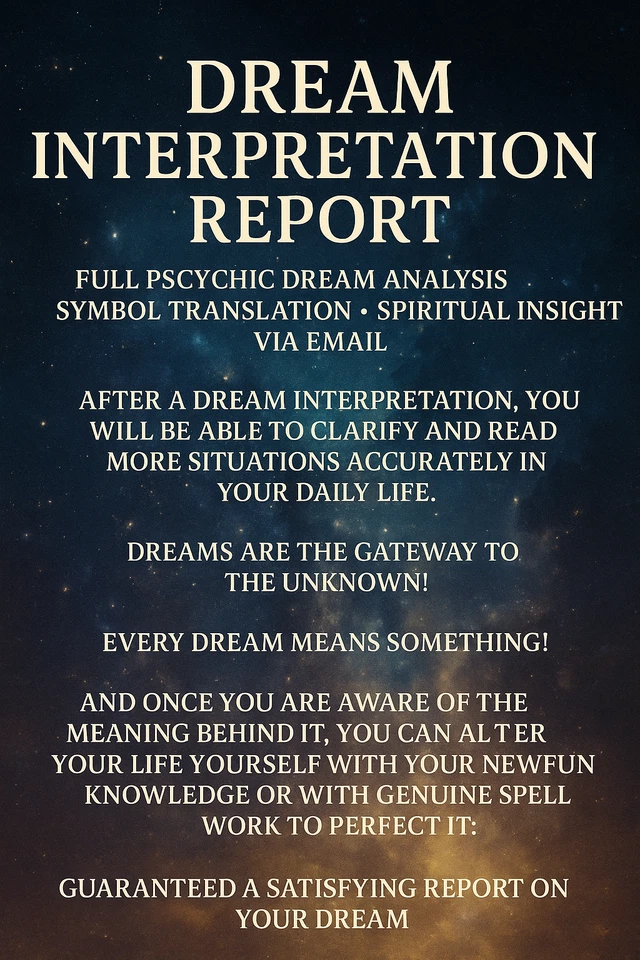 Dream Interpretation Report • Full Psychic Dream Analysis by Email - Image 1 of 1