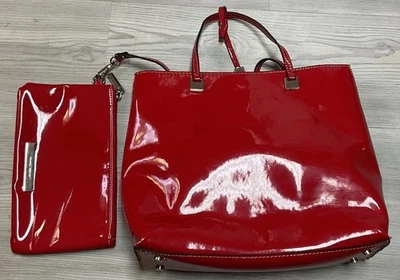 Ivanka Trump Cartera Bolso de Mano Rojo, Forro Patrón Dorado Con Cartera Foto 1 de 4