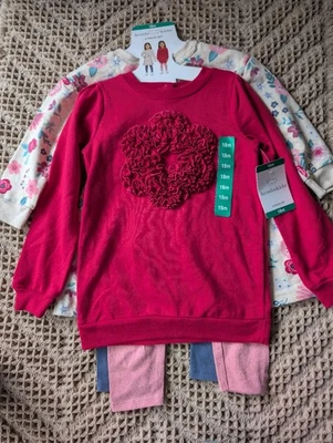 Koala Kids 4 Pc Set Sweater Leggings Floral Pink Winter Size 18 Months New - Image 1 of 4