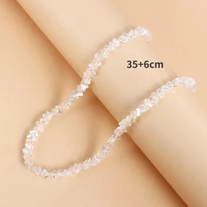 Crystal Beaded Choker Necklace Korean Glass Transparent Collar Women Jewelry - Picture 1 of 31