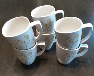6 Corelle Kobe White Yellow Floral Coffee Mugs Cups - Picture 1 of 17