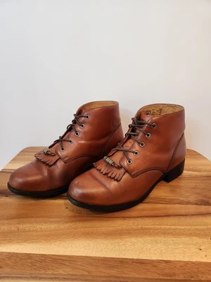 Ariat Womens VTG Ankle Boots Lace-Up Leather Upper/Fringe Size 7B Western Style - Image 1 of 4