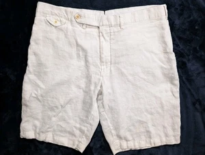 Lauren Ralph Polo 100% Linen White Summer Shorts Bradbury Fit Pockets 38 READ! - Picture 1 of 12