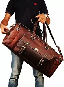 Leather Messenger Travel Luggage Overnight Weekender Unisex Duffel Bag PL1-1.17 - Picture 1 of 7